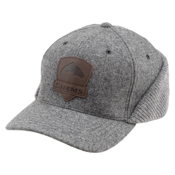 Czapka wędkarska Simms Wool Flexfit Flap Heather Grey