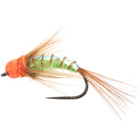 Tungsten BH Orange Caddis Green