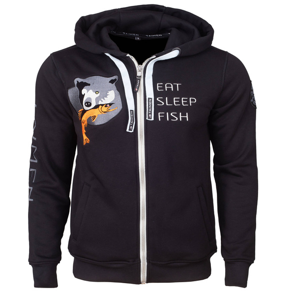 Bluza z kapturem Taimen Menza Embroidery Zippered - Black